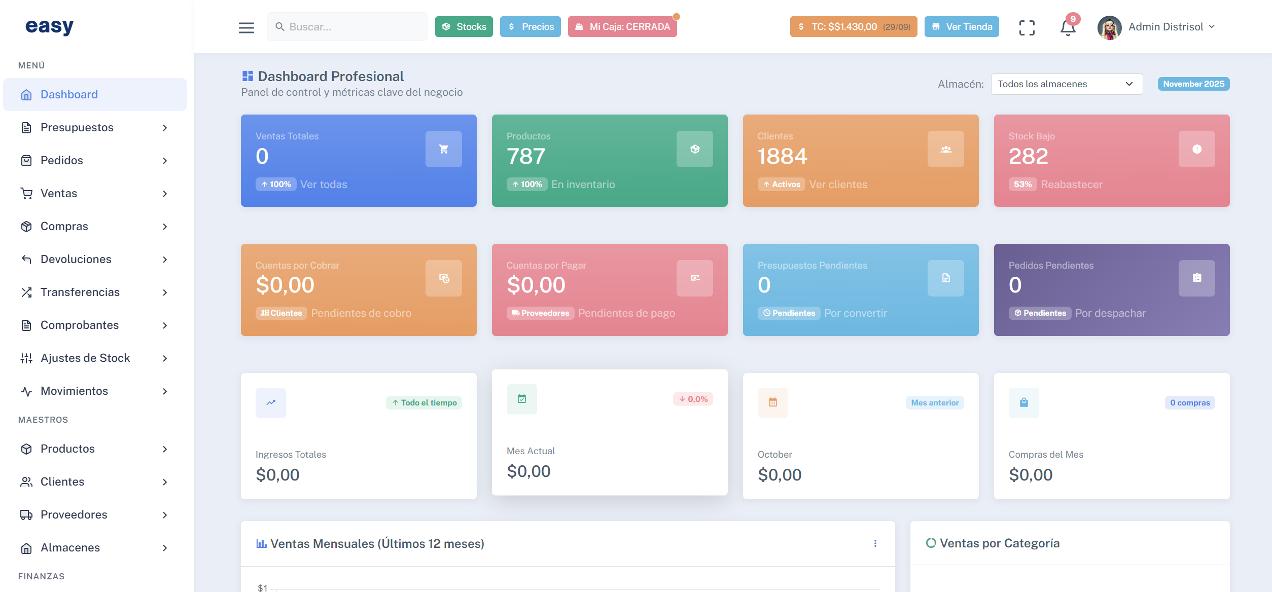 Dashboard Multi-Warehouse Enterprise - SofihaCloud